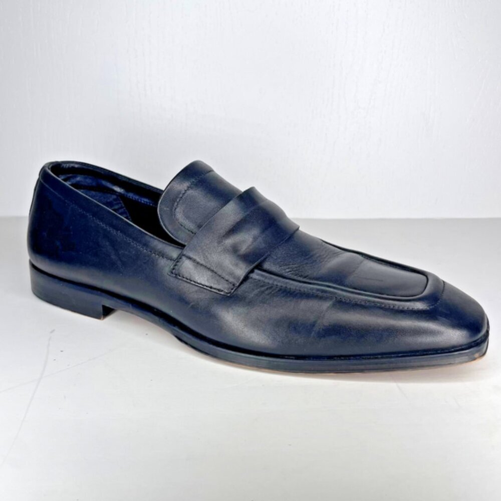 ALDO Dark Academia Square Toe Penny Loafers Black Leather Size 12 - Picture 4 of 12